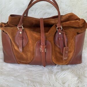 Tumi Brown Leather and Suede work and travel Tote